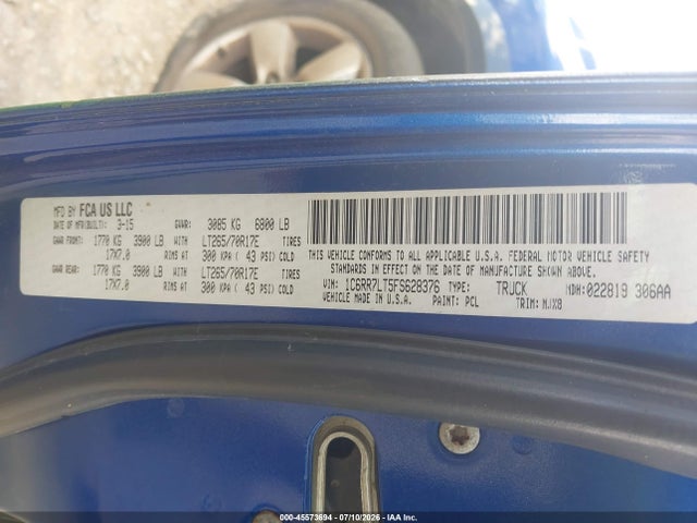 Продажа на аукционе авто 2015 Ram 1500 Outdoorsman, vin: 1C6RR7LT5FS628376, номер лота: 45573694