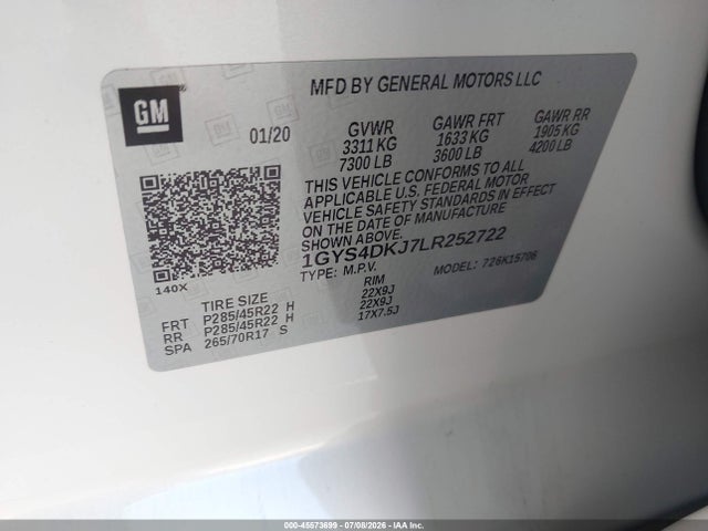 Продажа на аукционе авто 2020 Cadillac Escalade 4wd Platinum, vin: 1GYS4DKJ7LR252722, номер лота: 45573699