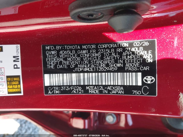 Toyota COROLLA SE 2026 JTDP4MCE1T3529459 Image 9