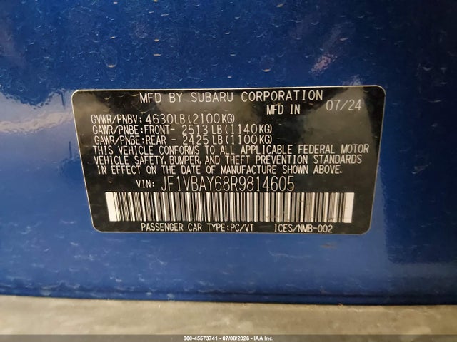 Subaru Wrx Tr 2024 JF1VBAY68R9814605 Image 9