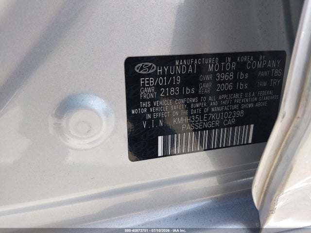 Hyundai ELANTRA GT 2019 KMHH35LE7KU102398 Image 9