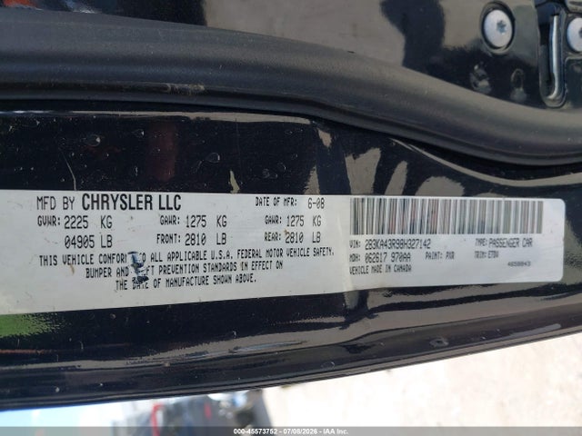 2008 Dodge Charger მანქანა იყიდება აუქციონზე, vin: 2B3KA43R98H327142, აუქციონის ნომერი: 45573752