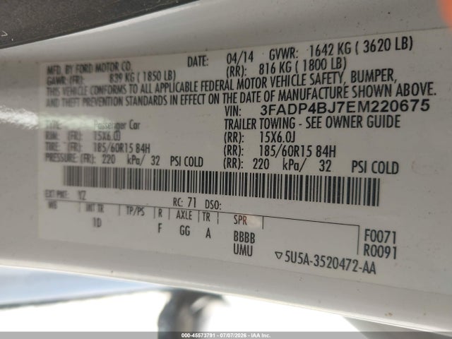 Ford FIESTA SE 2014 3FADP4BJ7EM220675 Image 9