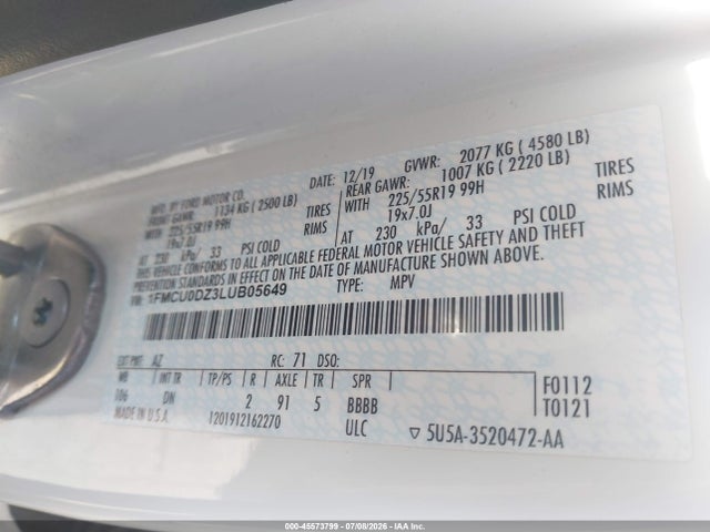 Ford Escape Titanium Hybrid 2020 1FMCU0DZ3LUB05649 Image 9