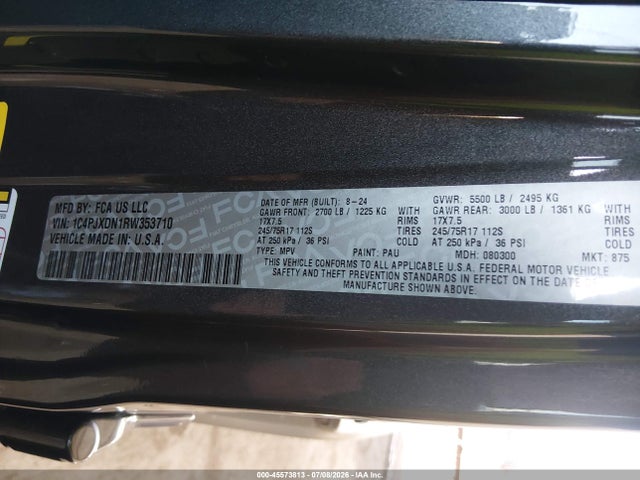 2024 Jeep Wrangler 4-door Sport 4x4 მანქანა იყიდება აუქციონზე, vin: 1C4PJXDN1RW353710, აუქციონის ნომერი: 45573813