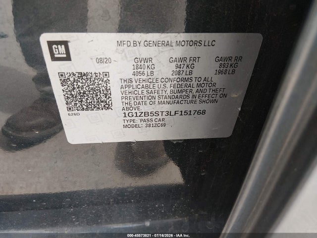 1G1ZB5ST3LF151768 Chevrolet Malibu Fwd Ls