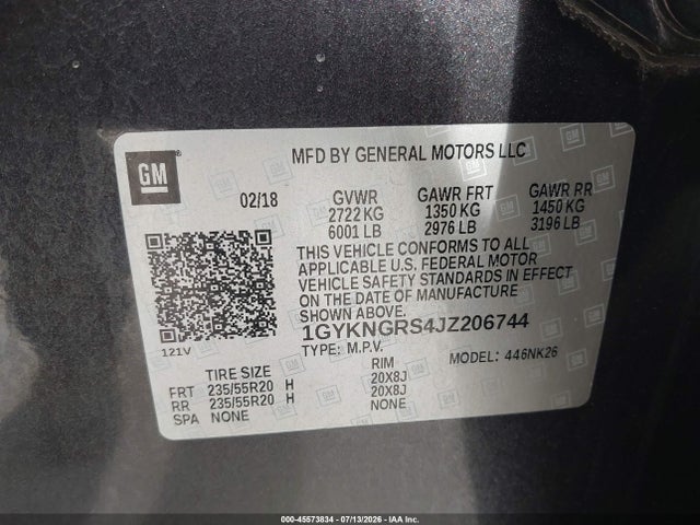 Auction sale of the 2018 Cadillac Xt5 Platinum, vin: 1GYKNGRS4JZ206744, lot number: 45573834
