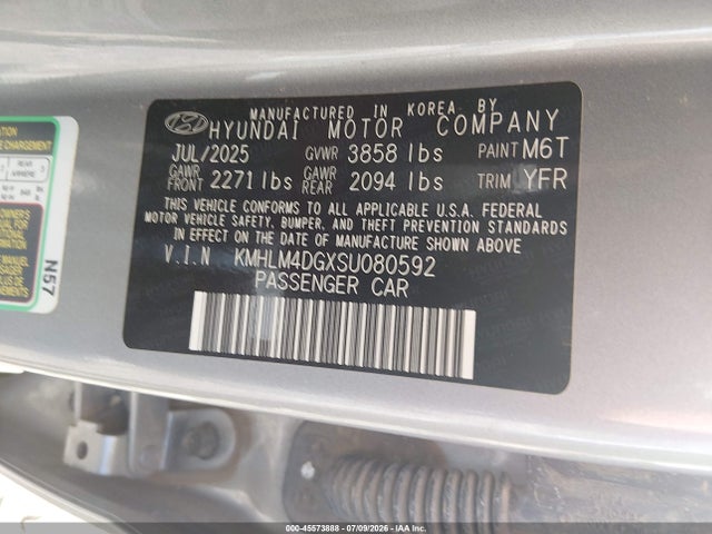 2025 Hyundai Elantra Sel Sport მანქანა იყიდება აუქციონზე, vin: KMHLM4DGXSU080592, აუქციონის ნომერი: 45573888