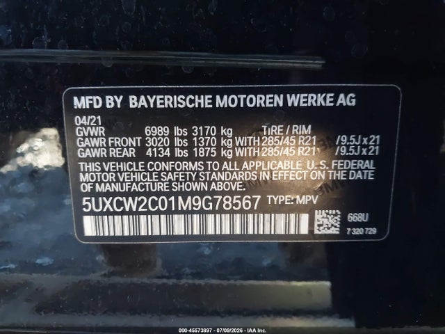 5UXCW2C01M9G78567 BMW X7 Xdrive40i