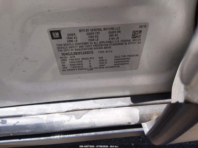 Chevrolet Trax Lt 2015 3GNCJLSB3FL243315 Image 9