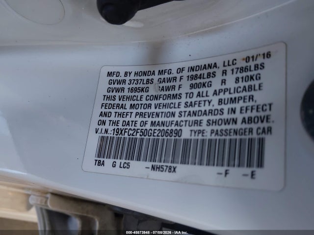 Honda Civic Lx 2016 19XFC2F50GE206890 Image 9