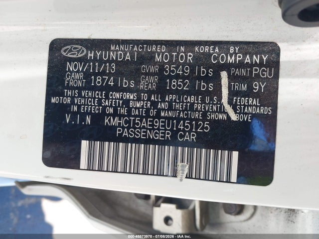 Aukcja sprzedaży 2014 Hyundai Accent Gs, vin: KMHCT5AE9EU145125, numer aukcji: 45573970