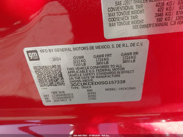3GCUKCED0SG157339 Chevrolet Silverado 1500 4wd Short Bed Custom Trail Boss
