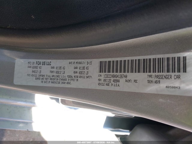 Aukcja sprzedaży 2016 Chrysler 200 Limited, vin: 1C3CCCAB0GN126740, numer aukcji: 45573997