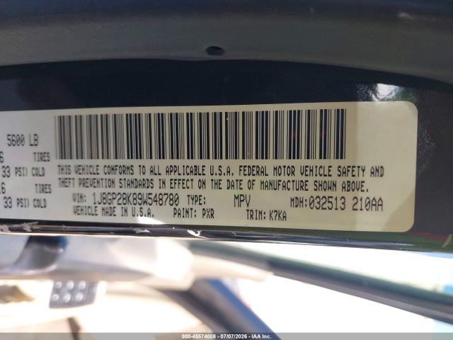 Auction sale of the 2009 Jeep Liberty Sport, vin: 1J8GP28K89W548780, lot number: 45574008