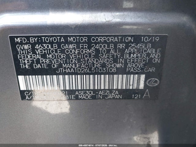 Lexus IS 300 2020 JTHAA1D26L5103108 Image 9