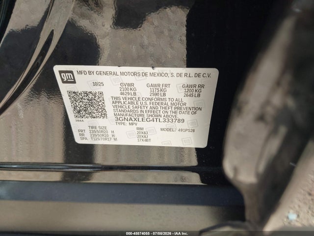 Продажа на аукционе авто 2026 Chevrolet Equinox Fwd Rs, vin: 3GNAXLEG4TL333789, номер лота: 45574055