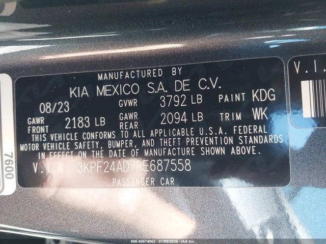 KIA FORTE LX 2024 3KPF24AD7RE687558 Image 9