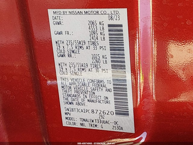 5N1BT3CA1PC872620 Nissan Rogue Sl Fwd