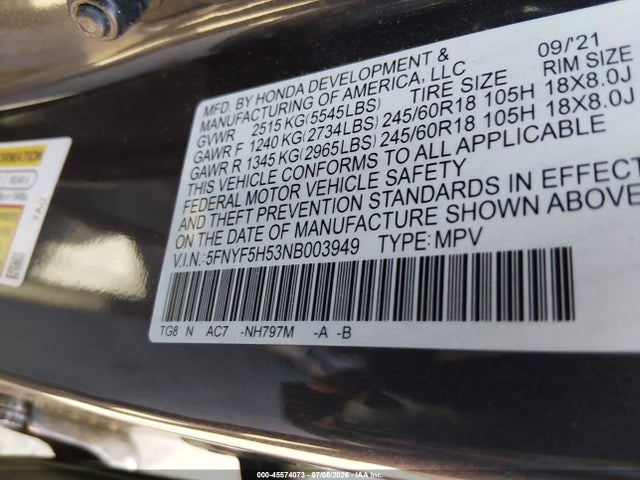 Honda Pilot 2wd Ex-l 2022 5FNYF5H53NB003949 Image 18