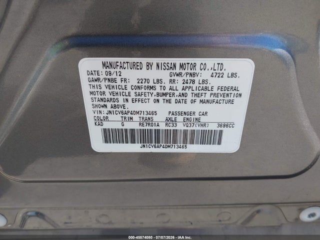 Aukcja sprzedaży 2013 Infiniti G37 Journey, vin: JN1CV6AP4DM713465, numer aukcji: 45574080