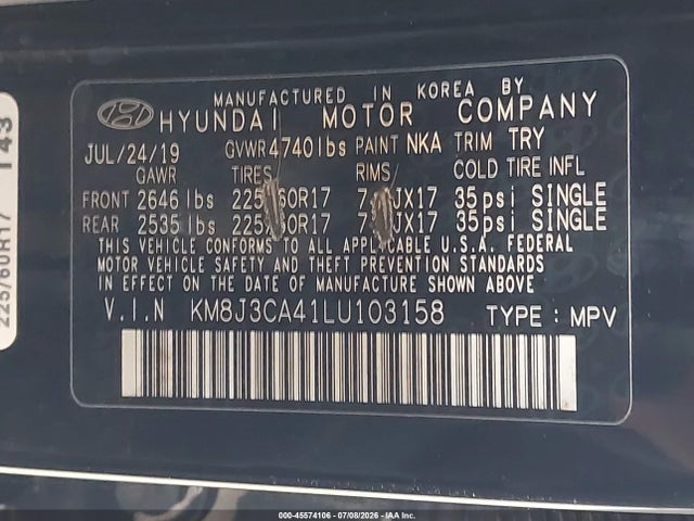 Hyundai Tucson Value 2020 KM8J3CA41LU103158 Image 9