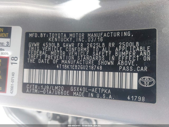 Toyota AVALON LIMITED 2016 4T1BK1EB2GU218748 Image 9