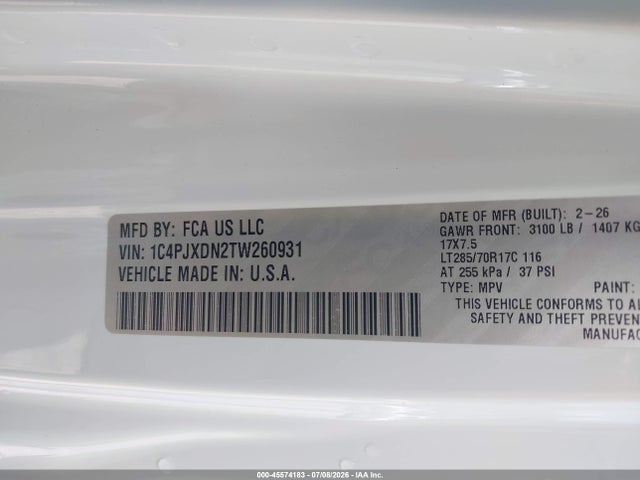 Продаж на аукціоні авто 2026 Jeep Wrangler Willys 4x4, vin: 1C4PJXDN2TW260931, номер лоту: 45574183
