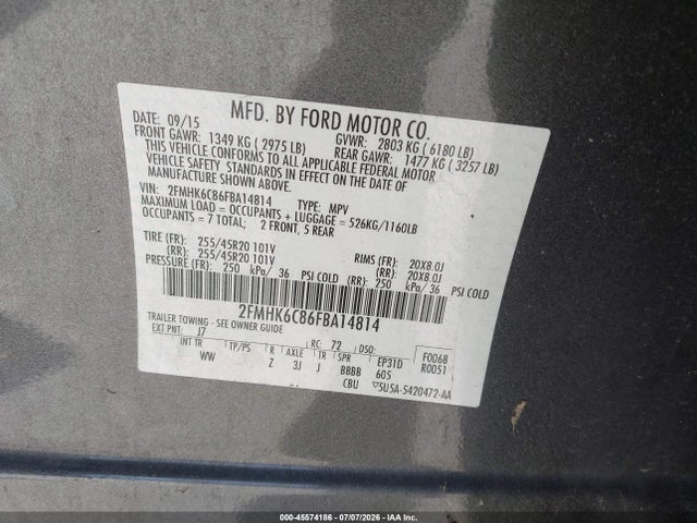 2FMHK6C86FBA14814 Ford FLEX SEL