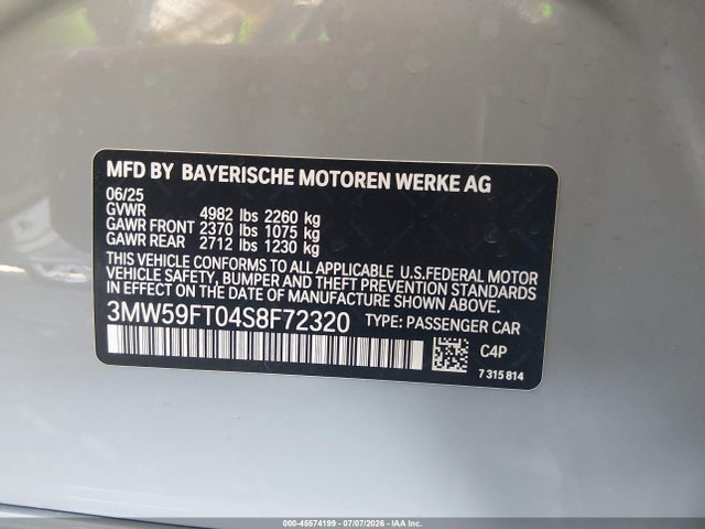 3MW59FT04S8F72320 BMW M340I
