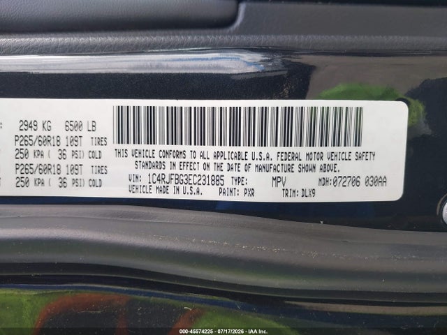 1C4RJFBG3EC231885 Jeep Grand Cherokee Limited
