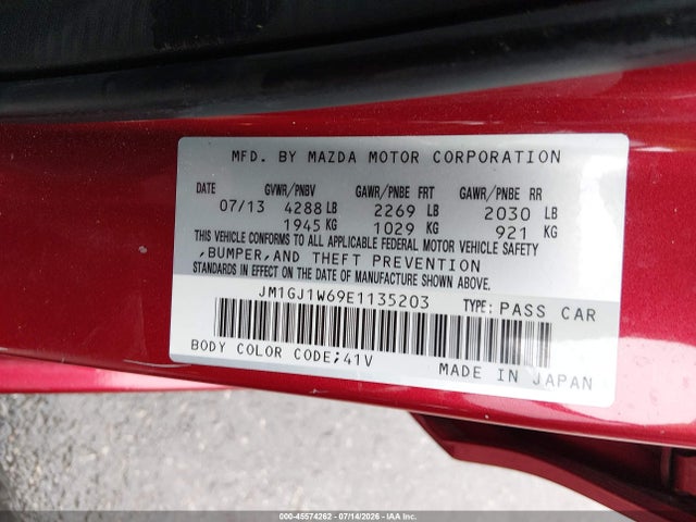 45574262 :رقم المزاد ، JM1GJ1W69E1135203 vin ، 2014 Mazda Mazda6 I Grand Touring مزاد بيع