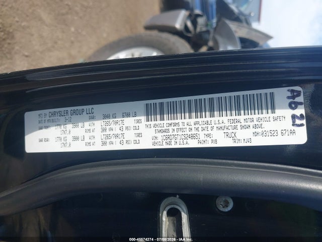 45574274 :رقم المزاد ، 1C6RD7GT1CS248651 vin ، 2012 Dodge Ram 1500 Slt مزاد بيع