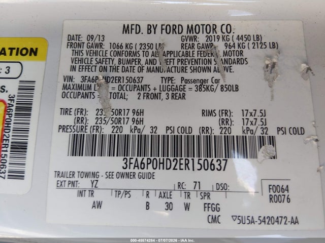 3FA6P0HD2ER150637 Ford FUSION SE