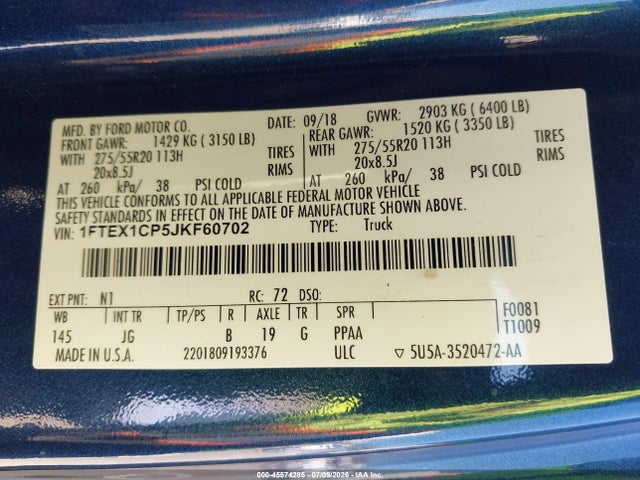 Ford F-150 Xl 2018 1FTEX1CP5JKF60702 Image 9