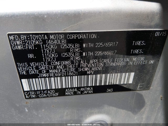Toyota Rav4 Xle 2015 JTMRFREV6FD118621 Image 9
