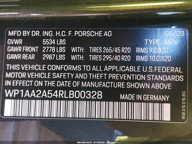 WP1AA2A54RLB00328 Porsche Macan T
