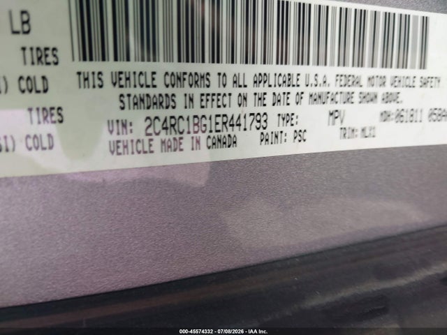 45574332 :رقم المزاد ، 2C4RC1BG1ER441793 vin ، 2014 Chrysler Town & Country Touring مزاد بيع