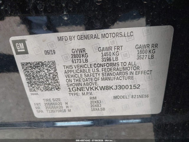 Chevrolet Traverse Premier 2019 1GNEVKKW8KJ300152 Image 9