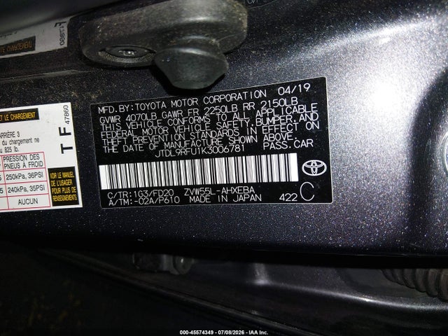 Toyota Prius Le 2019 JTDL9RFU1K3006781 Image 9