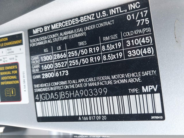4JGDA5JB5HA903399 Mercedes-Benz GLE 350