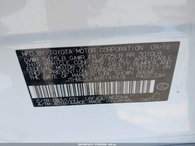 Lexus LS 460 2017 JTHBL5EFXH5143478 Image 9