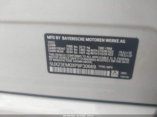 BMW X7 Xdrive40i 2023 5UX23EM0XP9P30669 Image 9