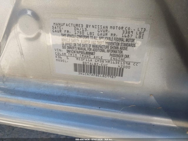 3N1CN7AP8EL809987 Nissan Versa 1.6 Sv