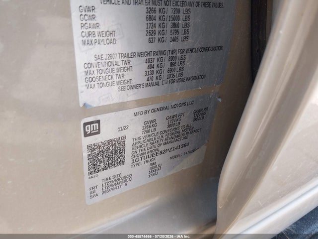 Aukcja sprzedaży 2023 Gmc Sierra 1500 4wd  Short Box At4, vin: 1GTUUEE82PZ141384, numer aukcji: 45574466
