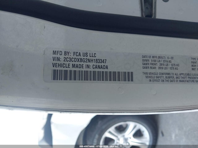 2C3CDXBG2NH183347 Dodge Charger Sxt Rwd