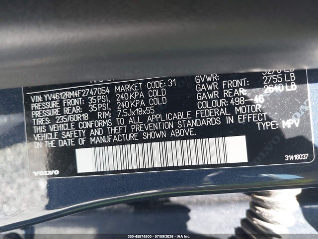 Volvo Xc60 T5 Platinum 2015 YV4612RM4F2747054 Image 9