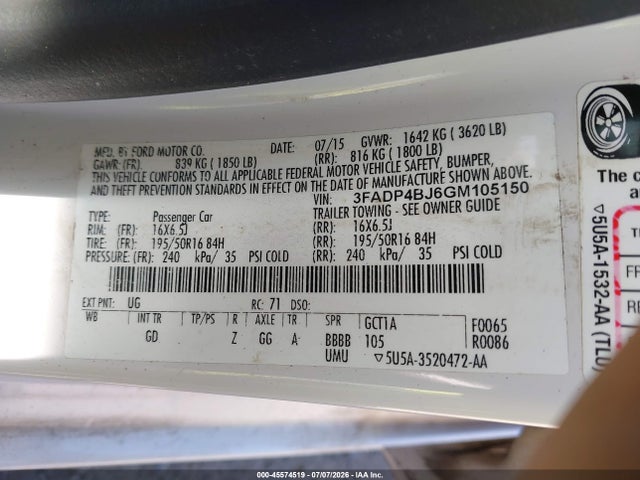3FADP4BJ6GM105150 Ford FIESTA SE