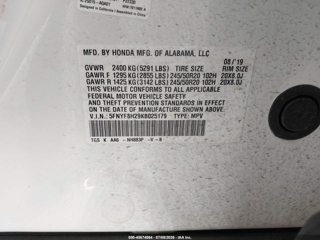 5FNYF8H29KB025179 Honda Passport Sport