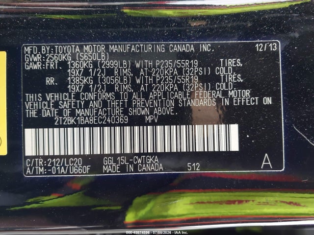 Lexus RX 350 2014 2T2BK1BA8EC240369 Image 9